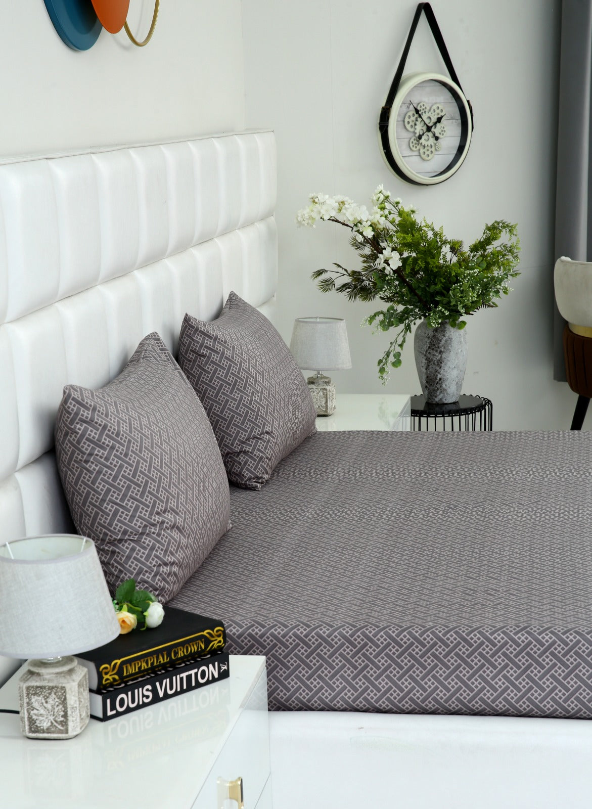 Fitted Bed Sheet-Light Plaid Fitted Sheets Apricot