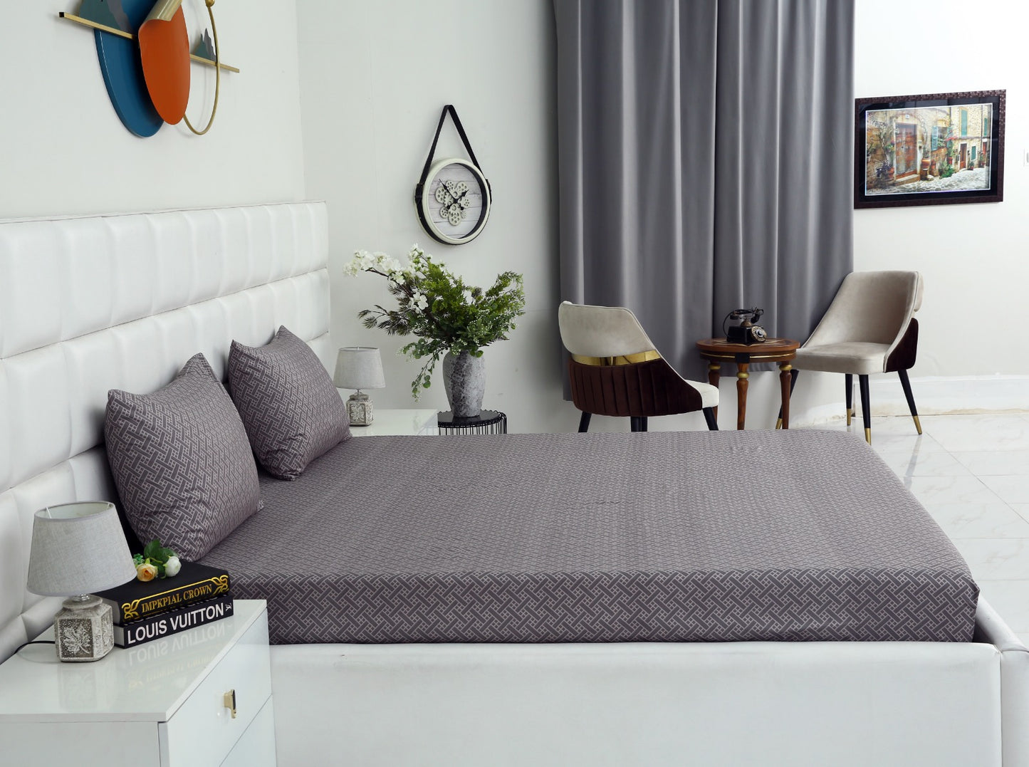 Fitted Bed Sheet-Light Plaid Fitted Sheets Apricot