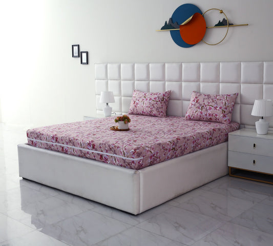 Zipper Mattress Cover Printed-Bloom Bliss Protectors Apricot