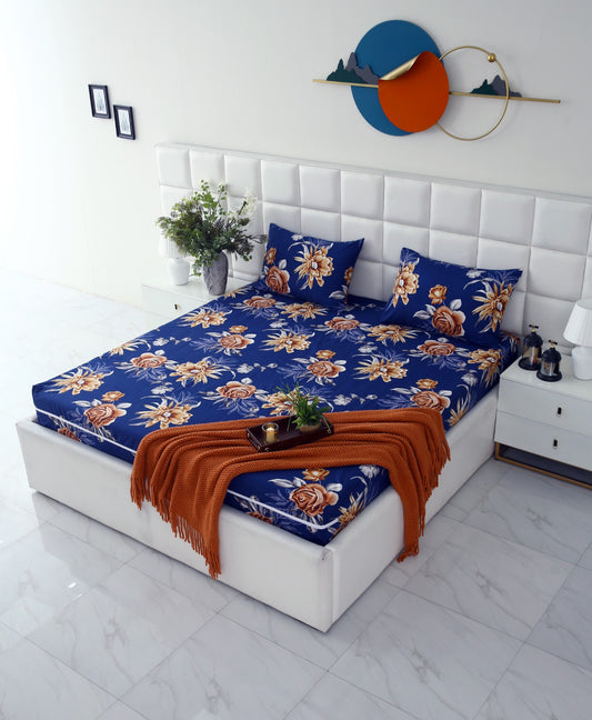 Zipper Mattress Cover Printed-Ethnic Flowers Protectors Apricot