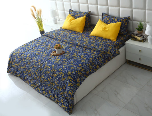 6 PCs Summer Comforter Set-Daffodil Bed Spread Apricot