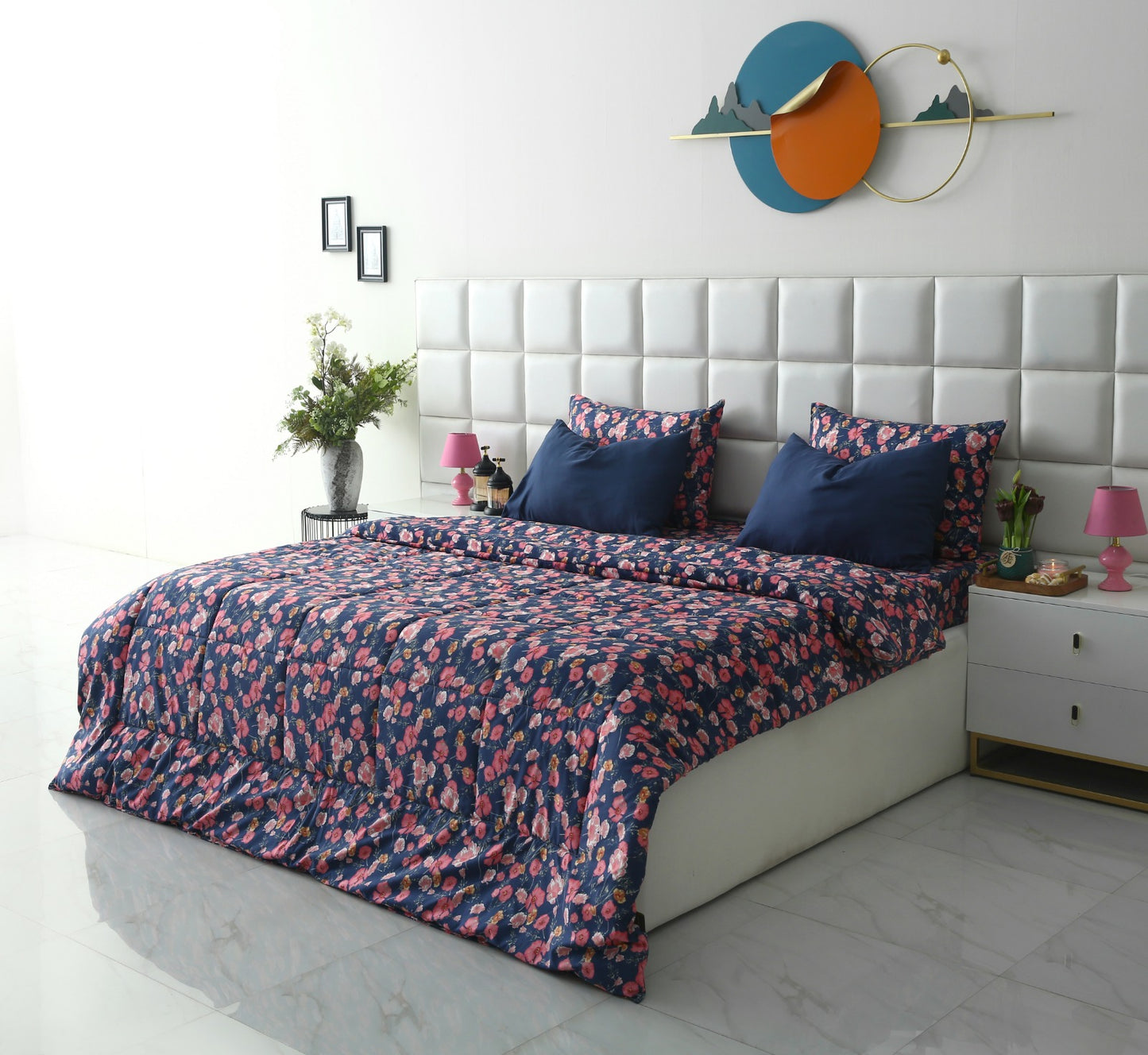 6 PCs Summer Comforter Set-Autumn Bloom Bed Spread Apricot