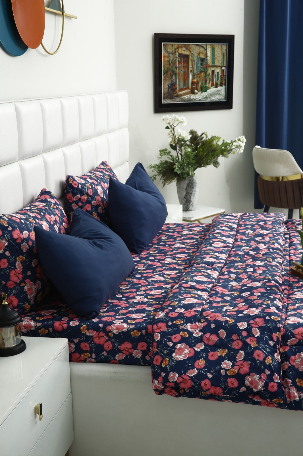 6 PCs Summer Comforter Set-Autumn Bloom Bed Spread Apricot