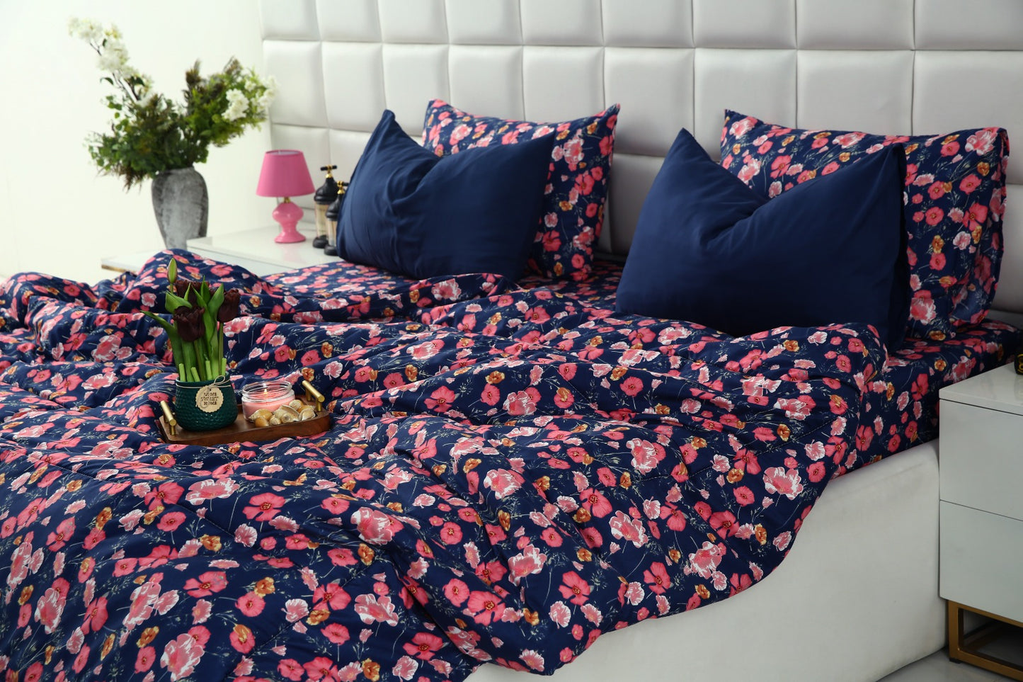6 PCs Summer Comforter Set-Autumn Bloom Bed Spread Apricot
