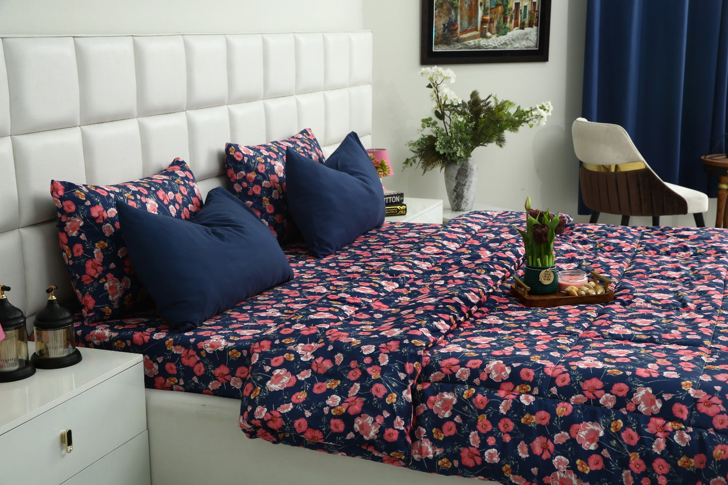 6 PCs Summer Comforter Set-Autumn Bloom Bed Spread Apricot