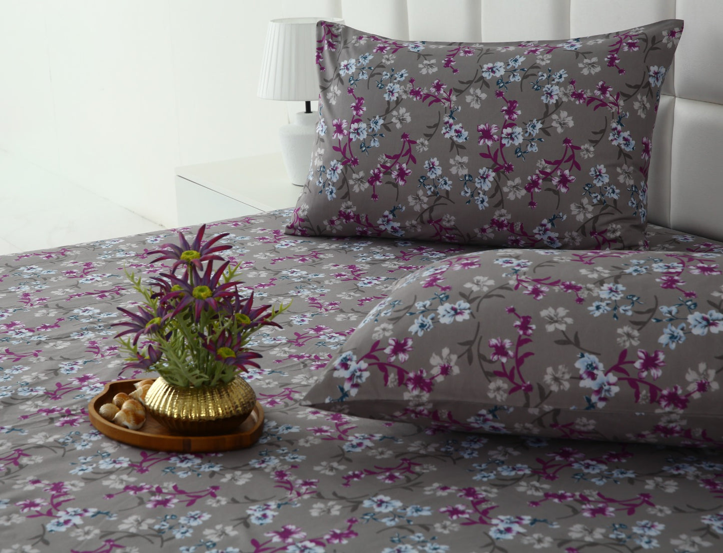 Zipper Mattress Cover Printed-Spring Flowers Protectors Apricot