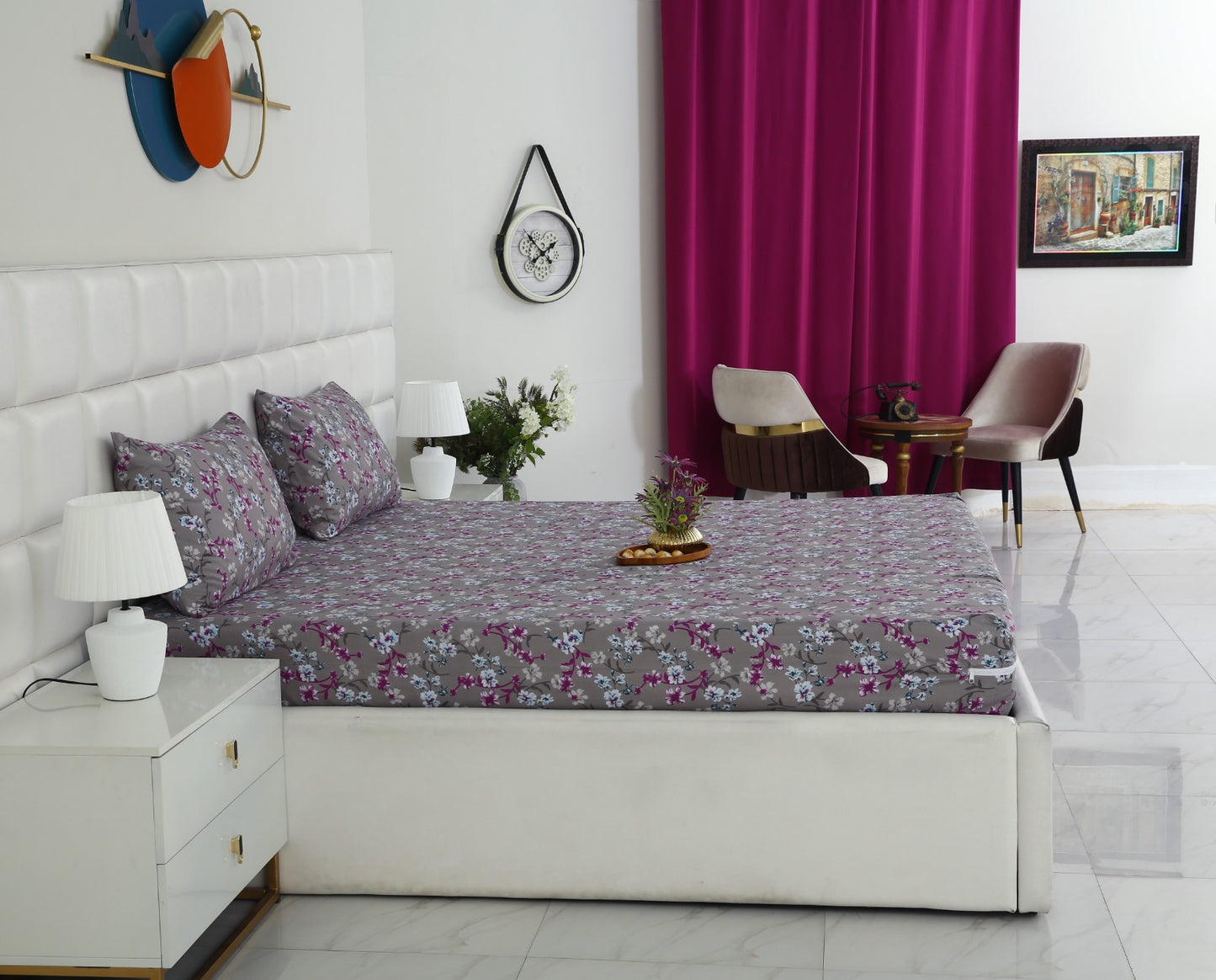 Zipper Mattress Cover Printed-Spring Flowers Protectors Apricot