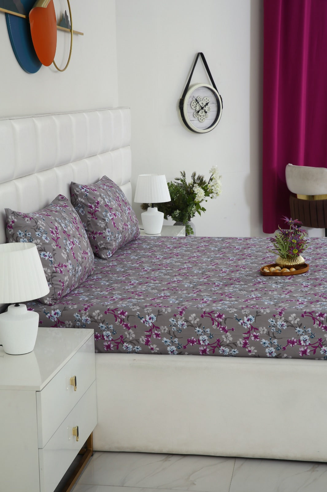 Zipper Mattress Cover Printed-Spring Flowers Protectors Apricot