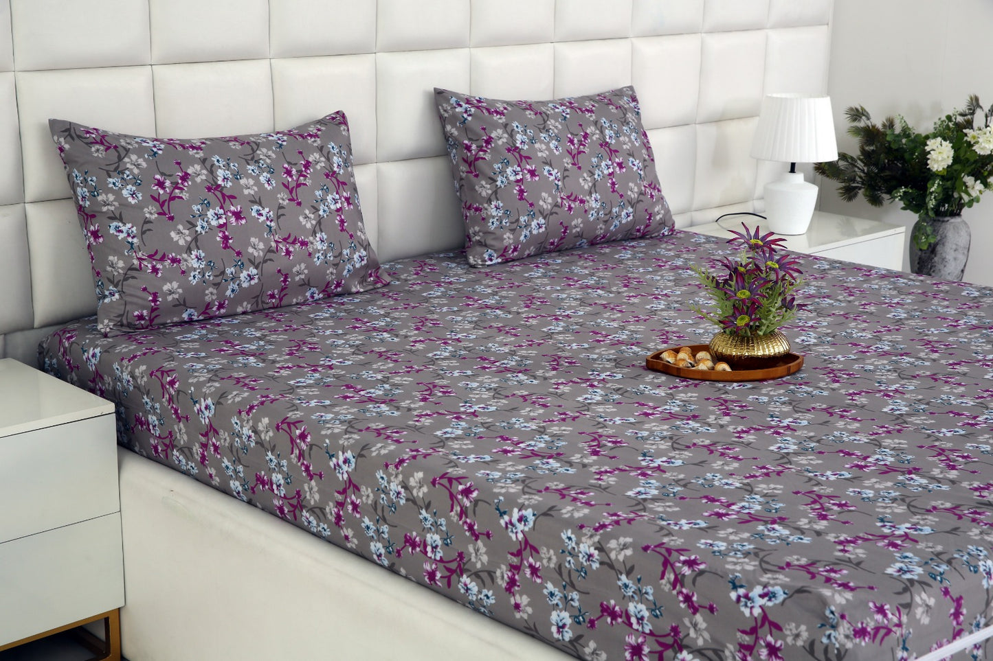 Zipper Mattress Cover Printed-Spring Flowers Protectors Apricot