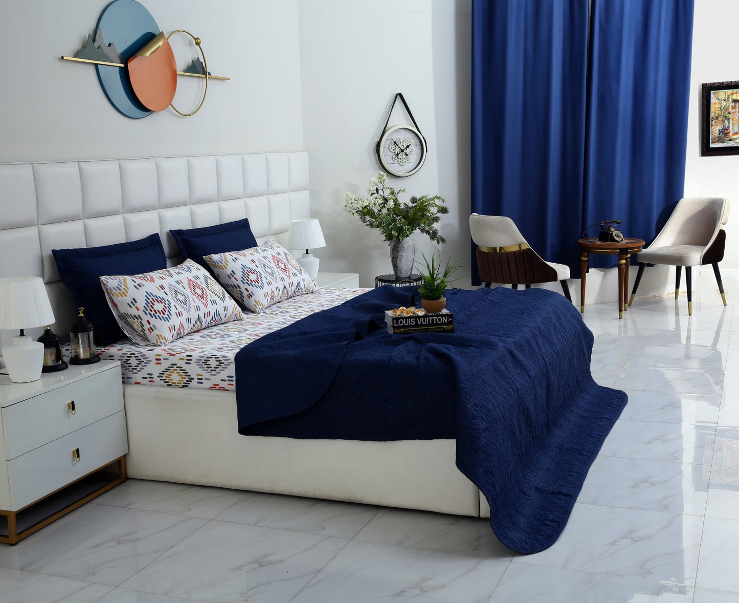 6 PCs Luxury Bed Spread Set-Rainbow Diamond Bed Spread Apricot