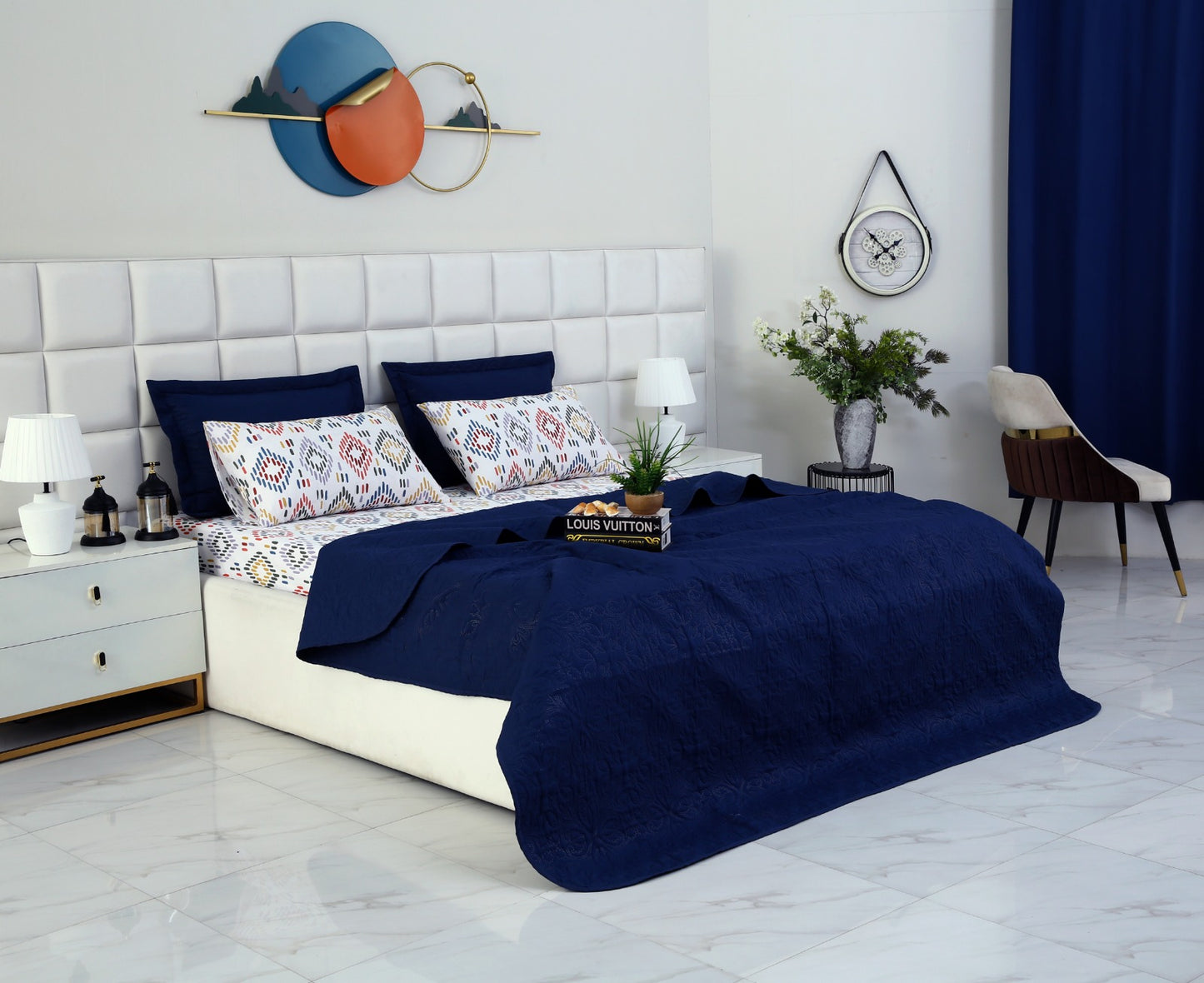 6 PCs Luxury Bed Spread Set-Rainbow Diamond Bed Spread Apricot