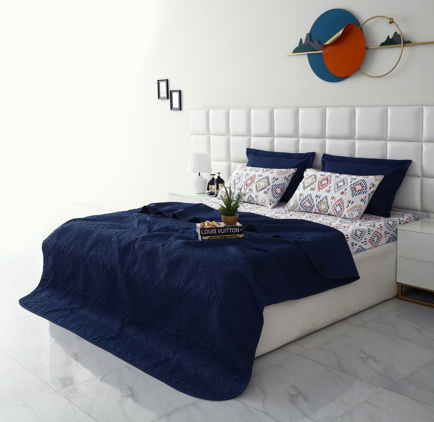 6 PCs Luxury Bed Spread Set-Rainbow Diamond Bed Spread Apricot