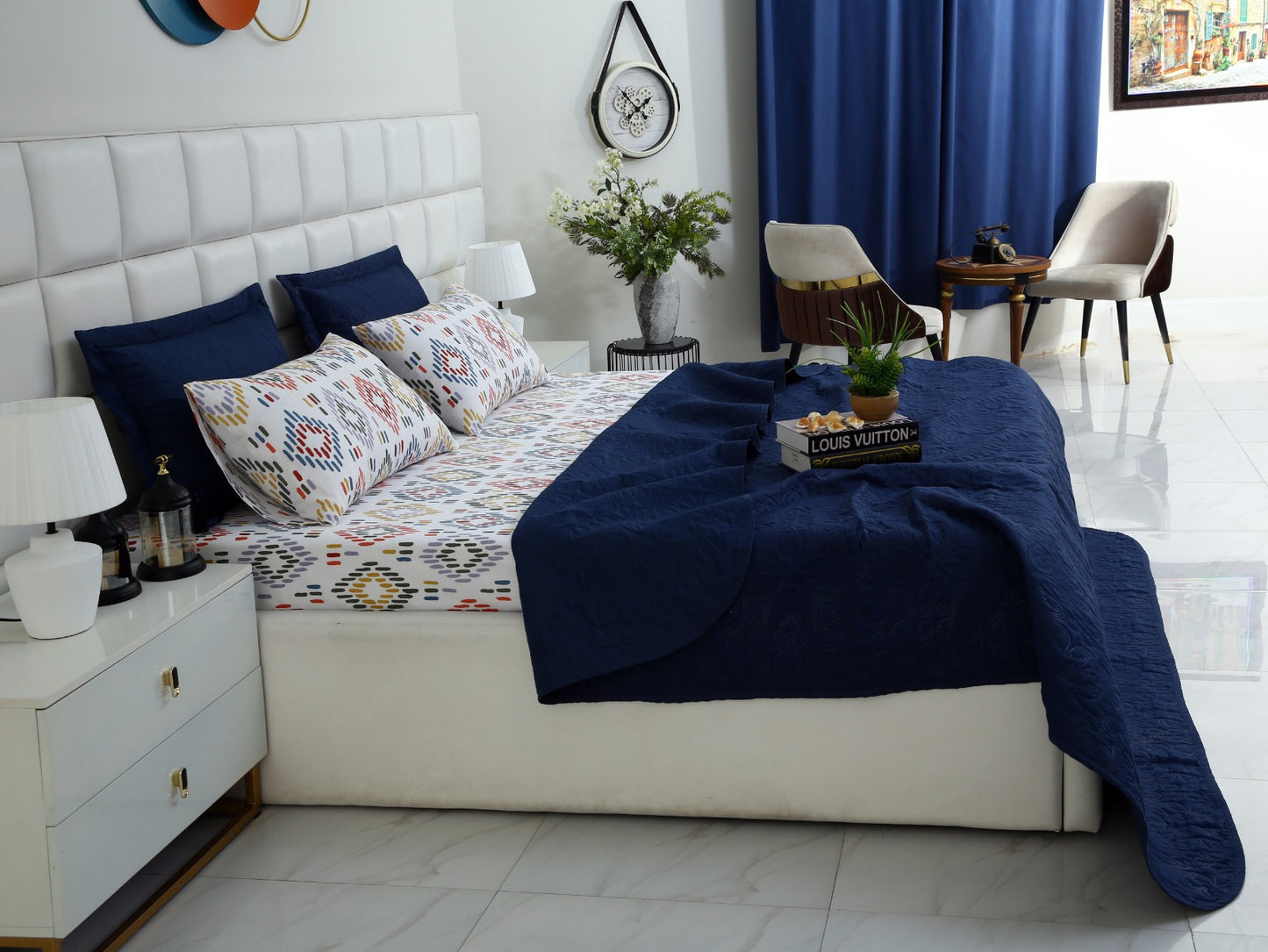 6 PCs Luxury Bed Spread Set-Rainbow Diamond Bed Spread Apricot