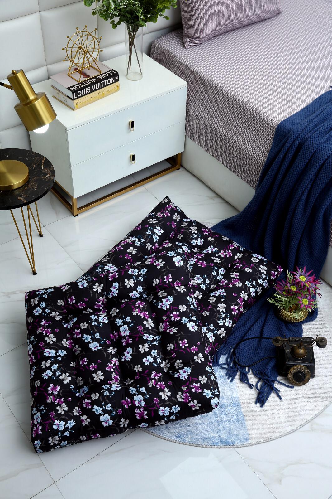 Digital Printed Square Floor Cushions-Rosemary cushions Apricot