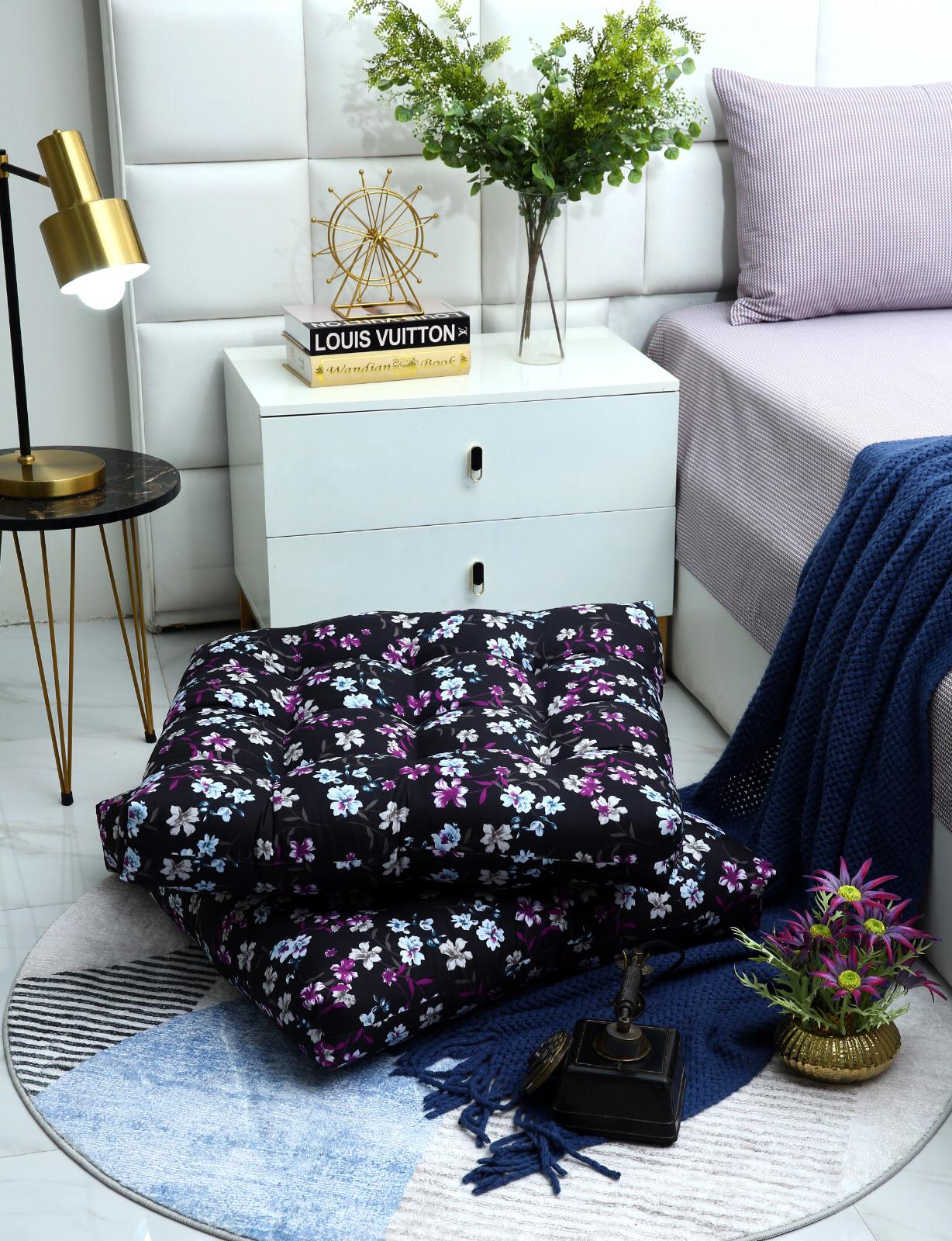 Digital Printed Square Floor Cushions-Rosemary cushions Apricot