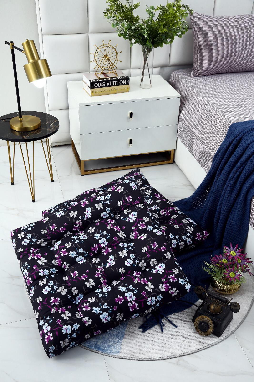 Digital Printed Square Floor Cushions-Rosemary cushions Apricot