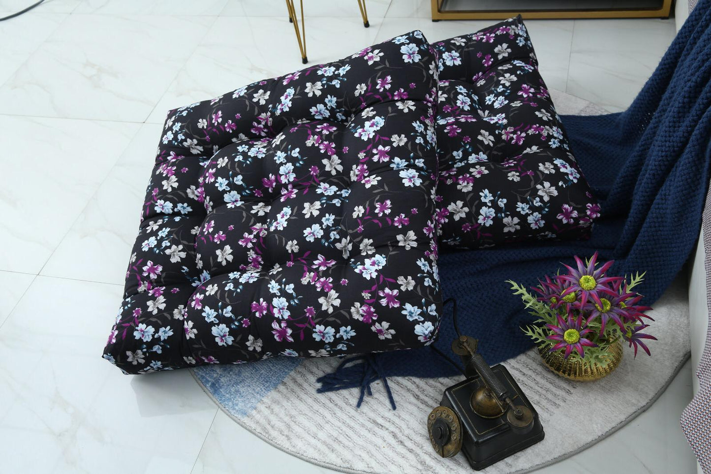 Digital Printed Square Floor Cushions-Rosemary cushions Apricot