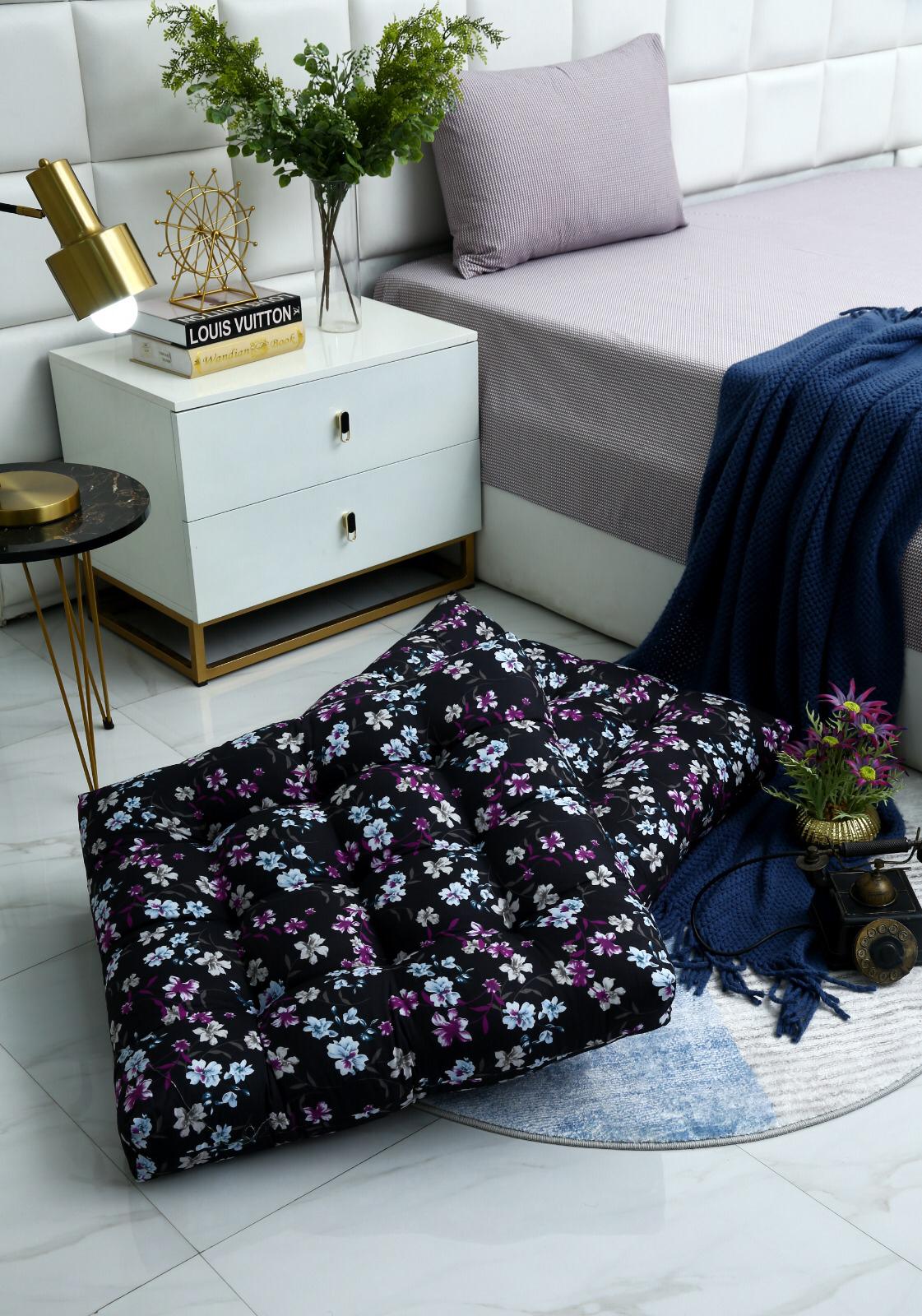 Digital Printed Square Floor Cushions-Rosemary cushions Apricot
