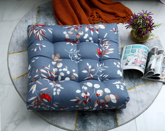 Digital Printed Square Floor Cushions-Cherries cushions Apricot