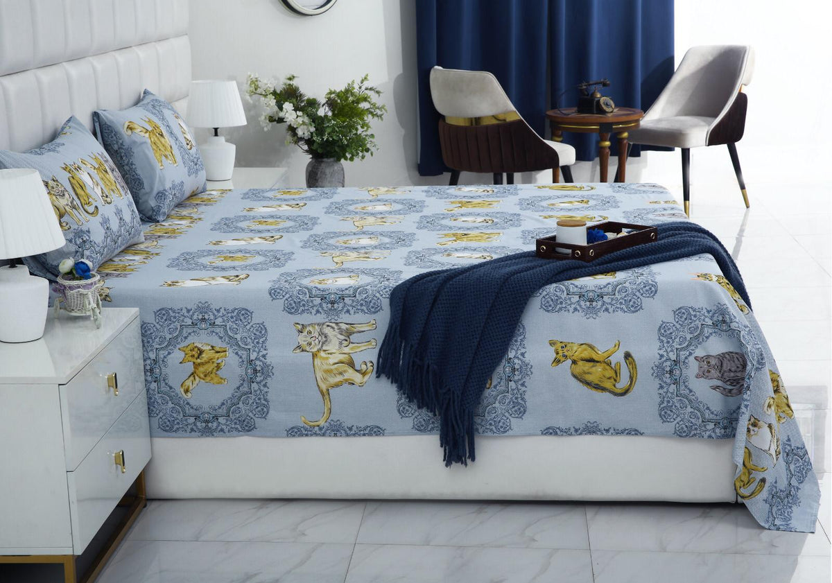 3 PCs Double Bed Sheet-AP0052 Bed Sheets Apricot