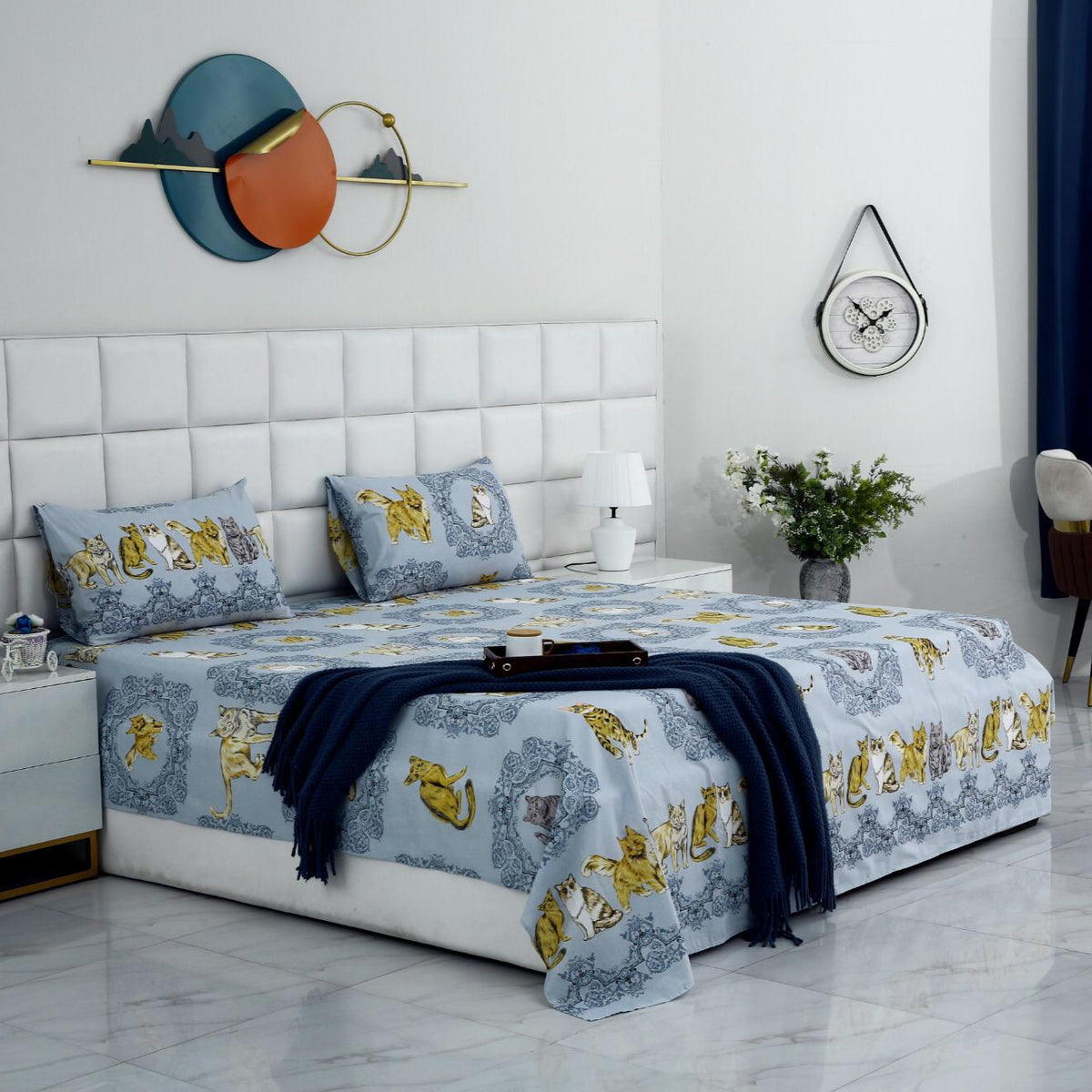 3 PCs Double Bed Sheet-AP0052 Bed Sheets Apricot
