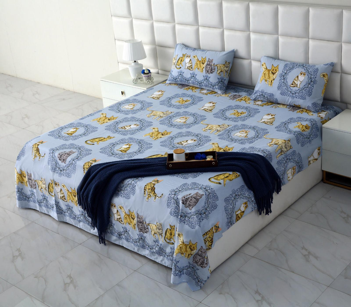 3 PCs Double Bed Sheet-AP0052 Bed Sheets Apricot