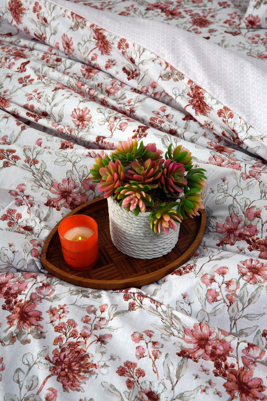 8PCs Duvet Cover-Pastel Botanical Bed Sheets Apricot