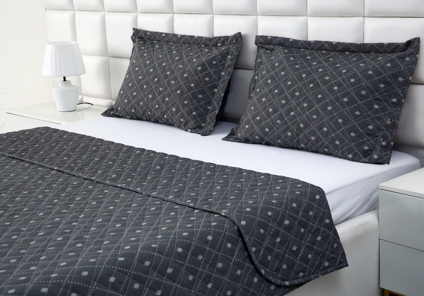 3 PCs Printed Bed Spread Set-Onyx Geometric Bed Spread Apricot