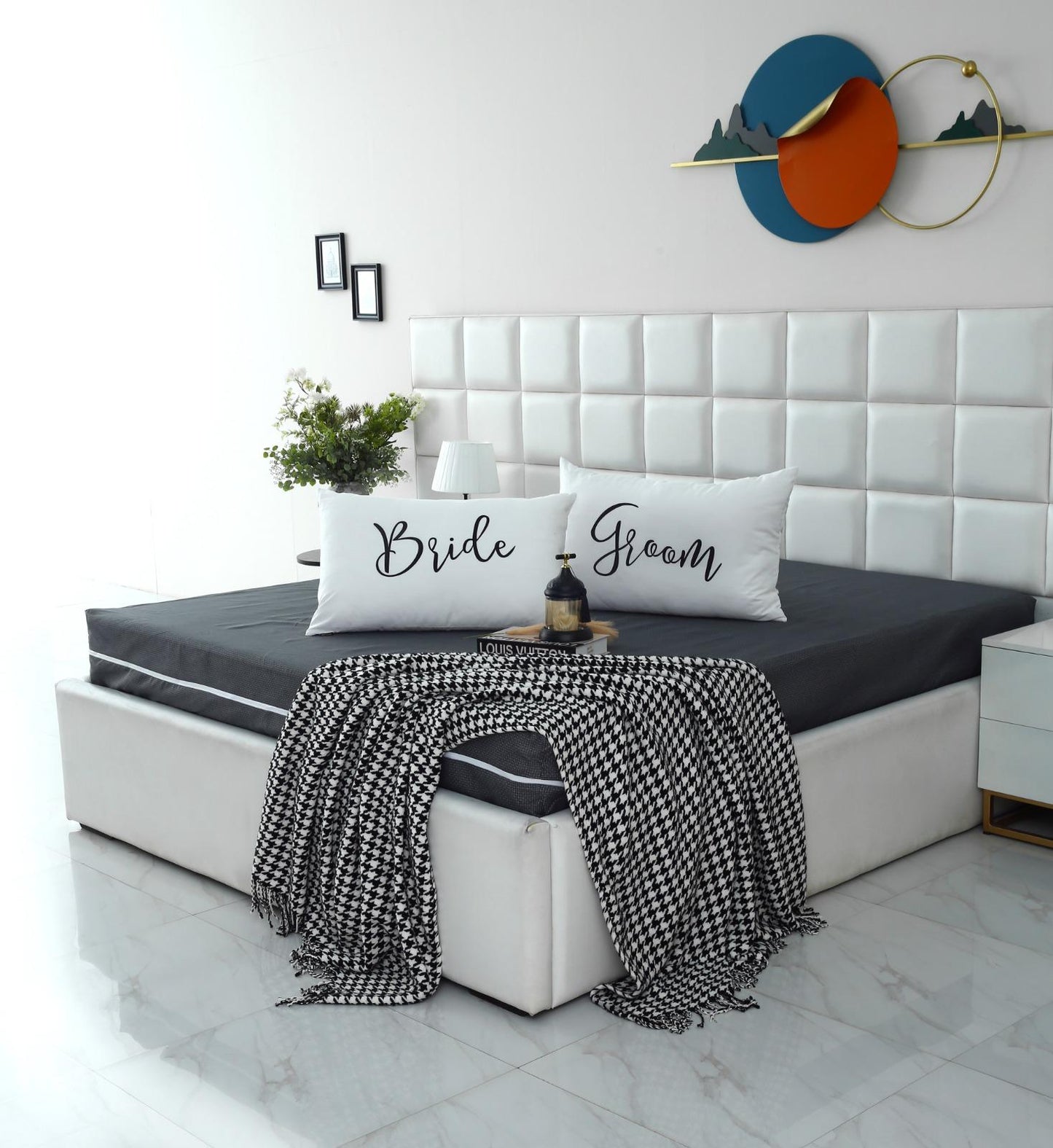 Zipper Mattress Cover Printed-Grey Texture Protectors Apricot