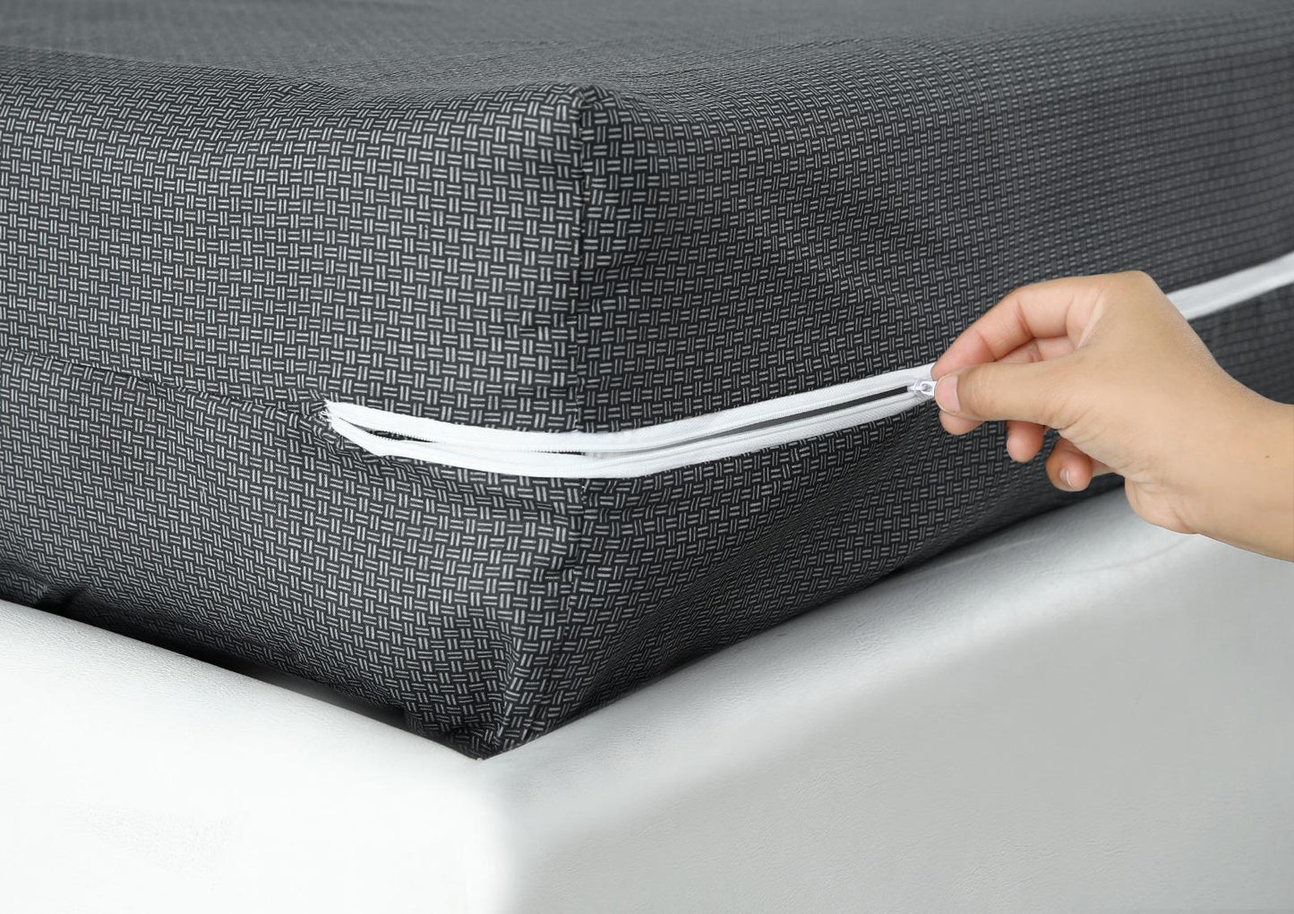 Zipper Mattress Cover Printed-Grey Texture Protectors Apricot