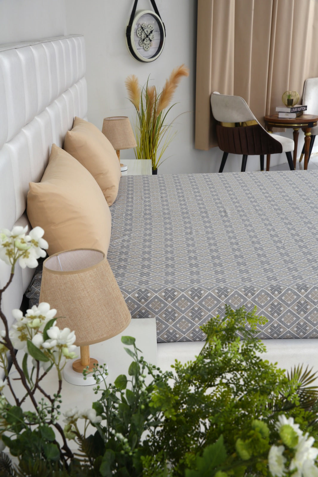 Zipper Mattress Cover Printed-Retro Protectors Apricot