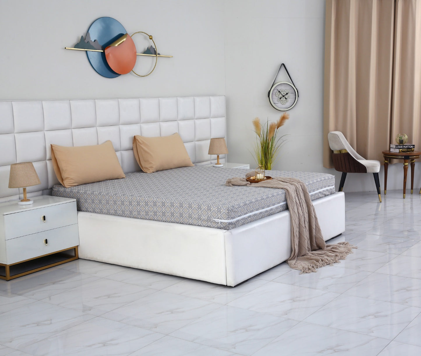 Zipper Mattress Cover Printed-Retro Protectors Apricot