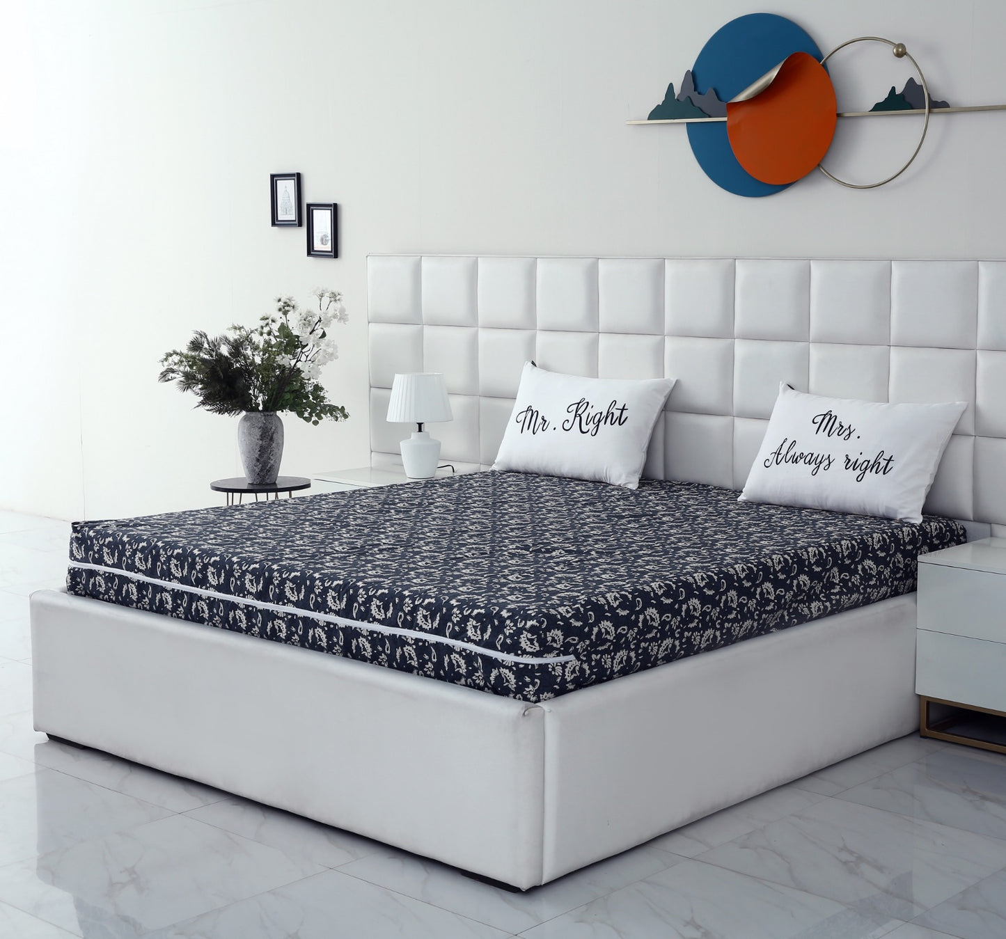 Zipper Mattress Cover Printed-Beige Flower Protectors Apricot