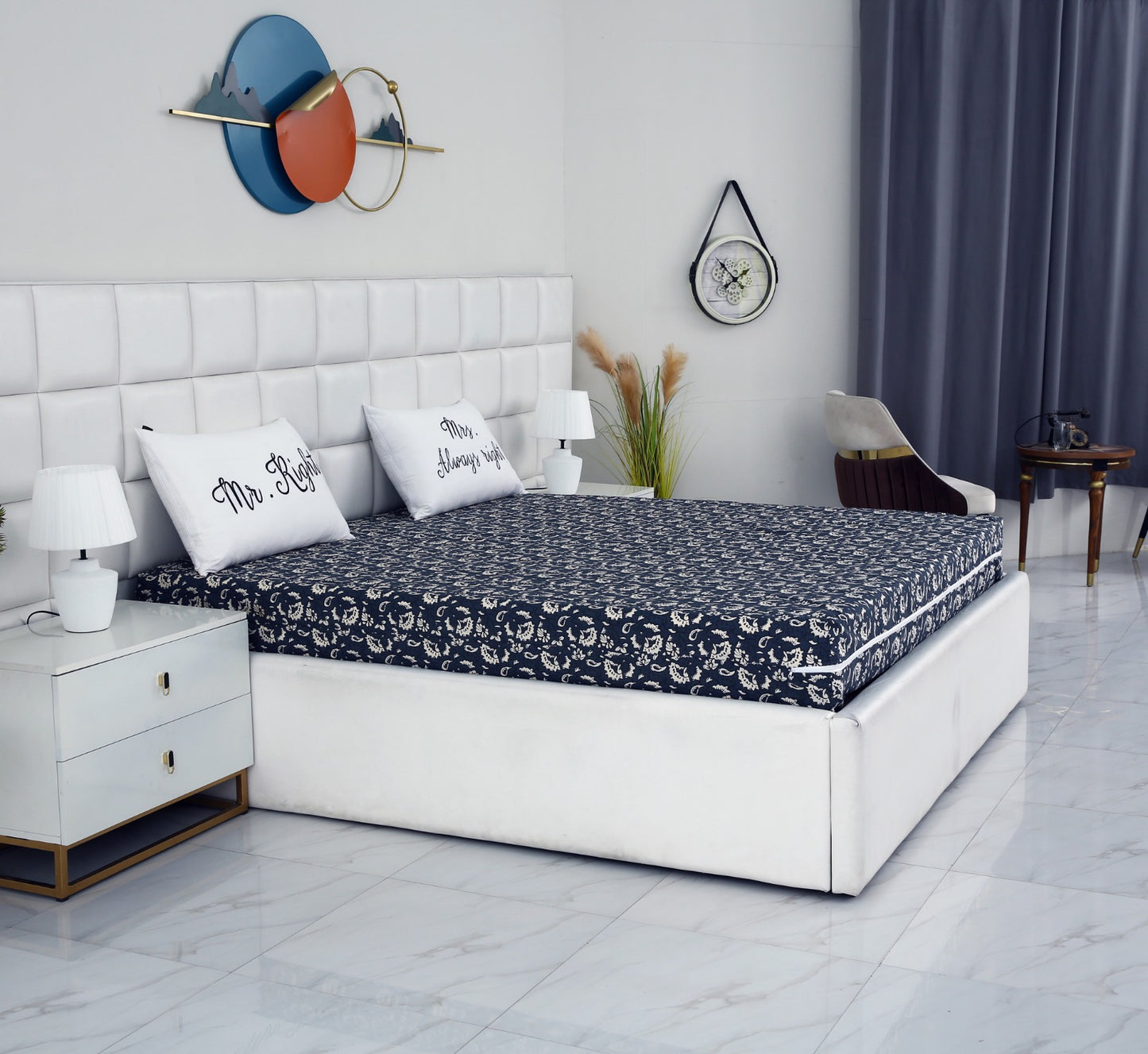 Zipper Mattress Cover Printed-Beige Flower Protectors Apricot