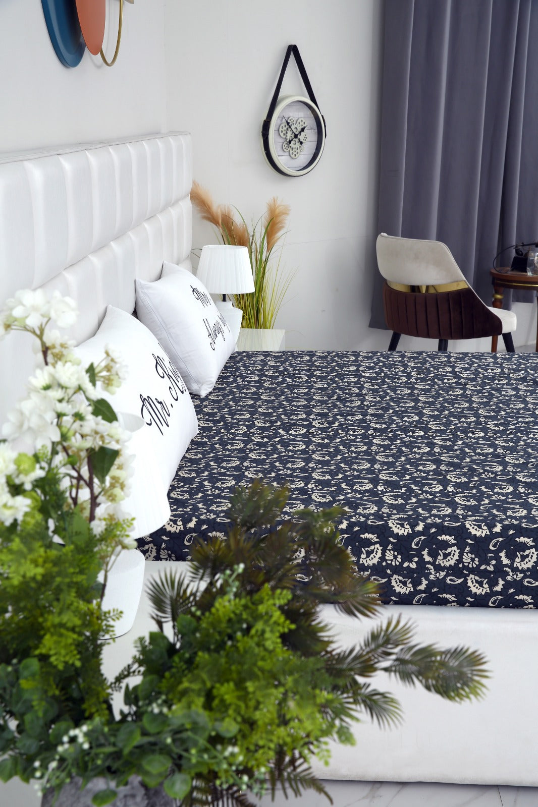 Zipper Mattress Cover Printed-Beige Flower Protectors Apricot
