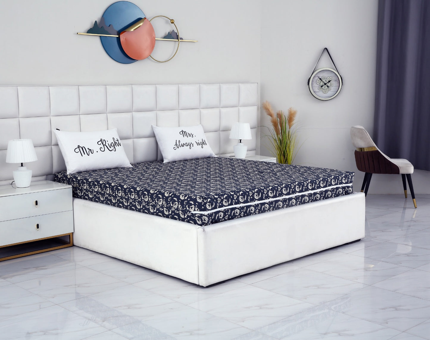 Zipper Mattress Cover Printed-Beige Flower Protectors Apricot