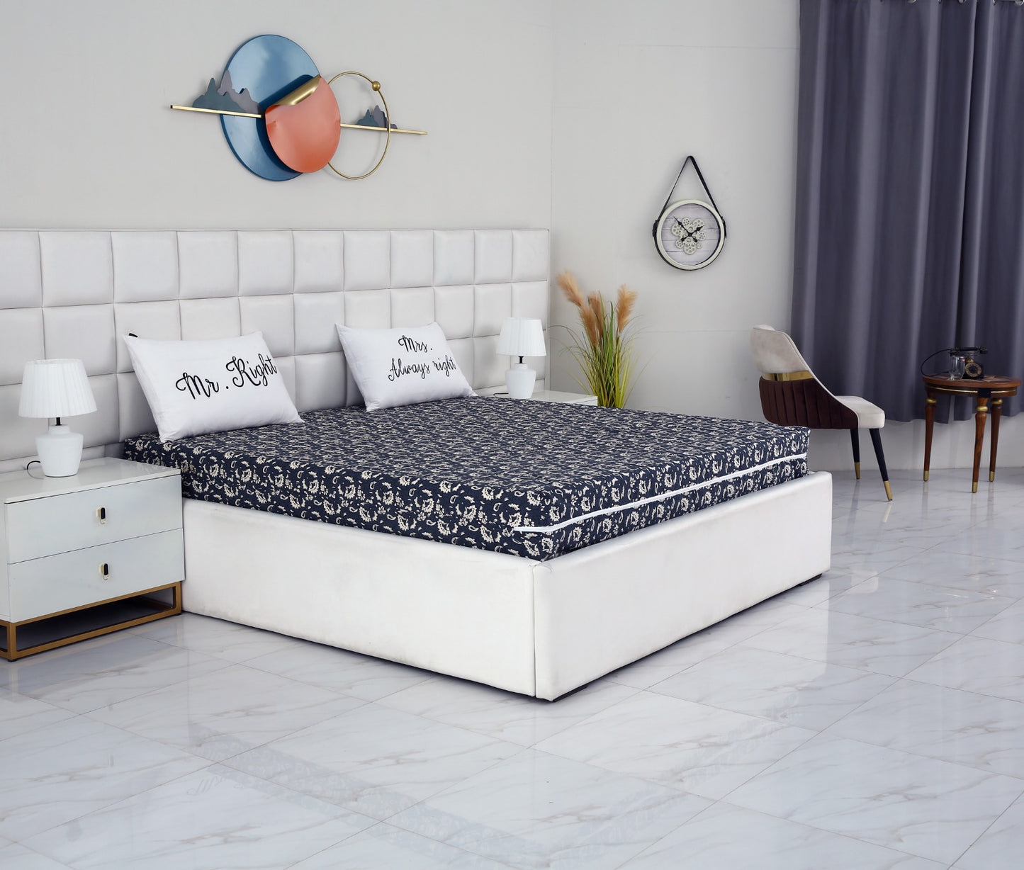 Zipper Mattress Cover Printed-Beige Flower Protectors Apricot