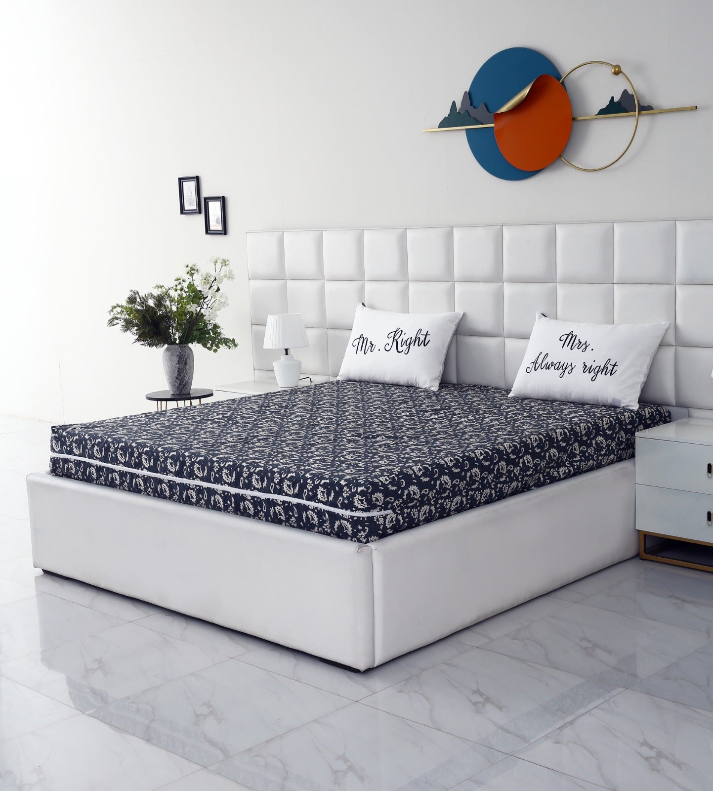 Zipper Mattress Cover Printed-Beige Flower Protectors Apricot