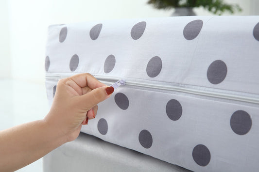 Zipper Mattress Cover Printed-Bold Polka Protectors Apricot