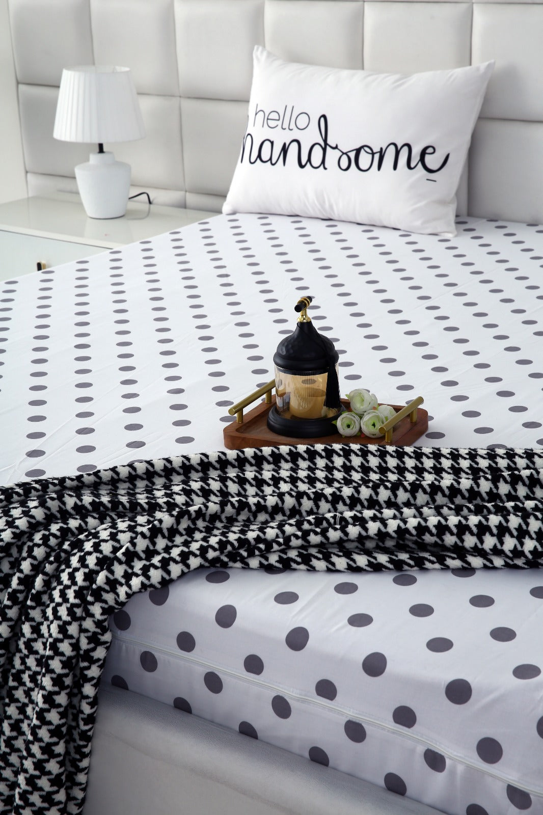Zipper Mattress Cover Printed-Bold Polka Protectors Apricot