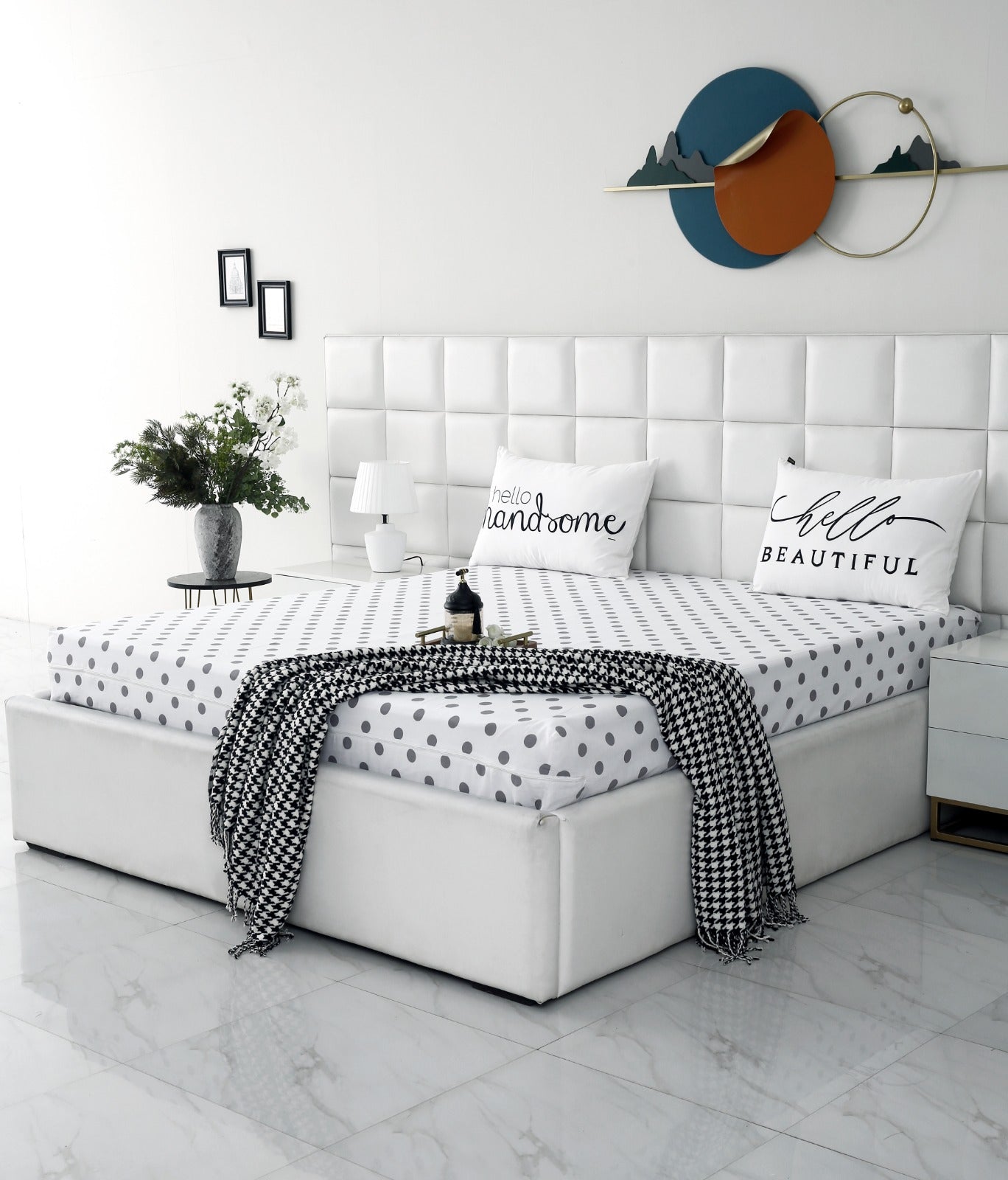 Zipper Mattress Cover Printed-Bold Polka Protectors Apricot