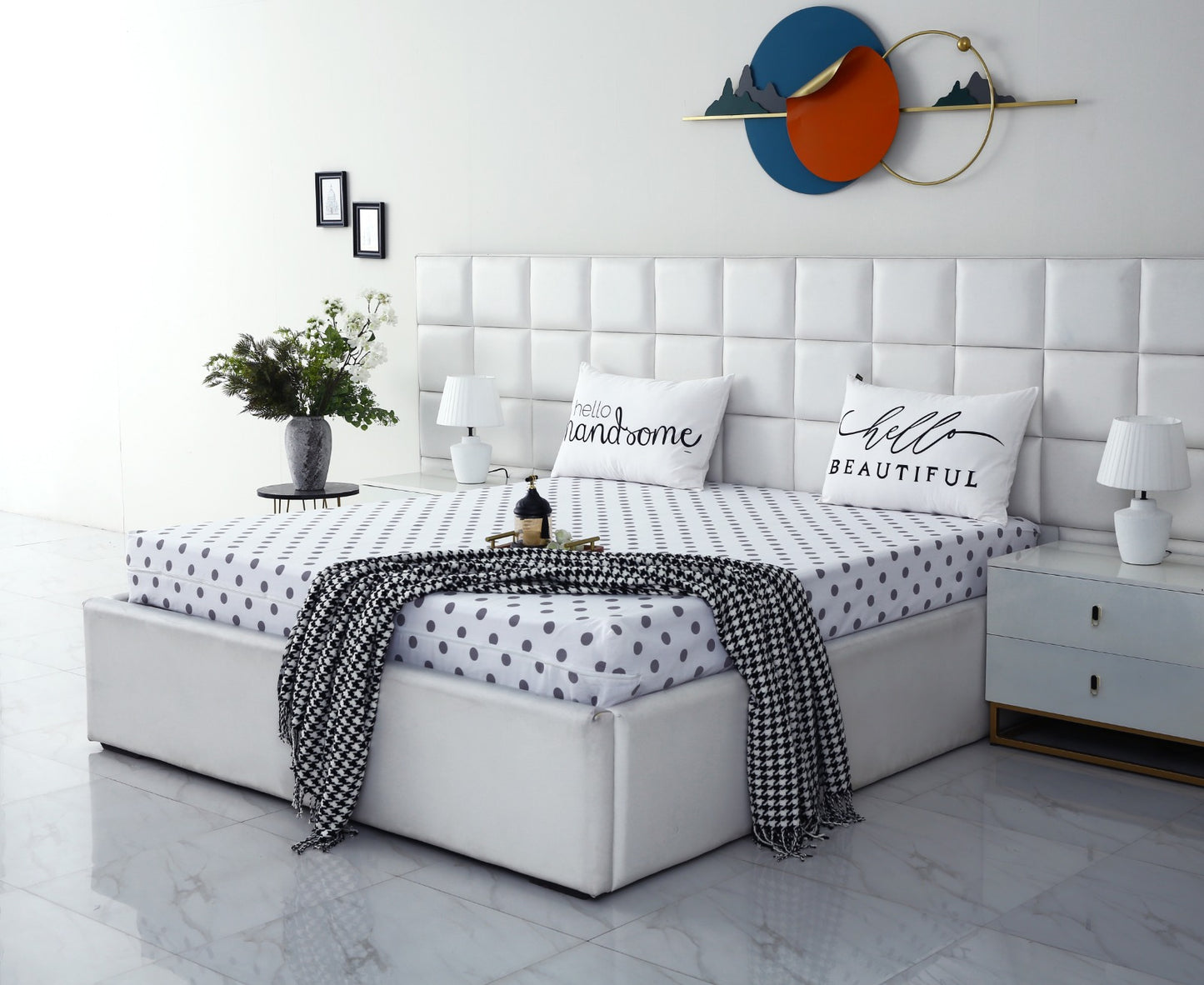 Zipper Mattress Cover Printed-Bold Polka Protectors Apricot