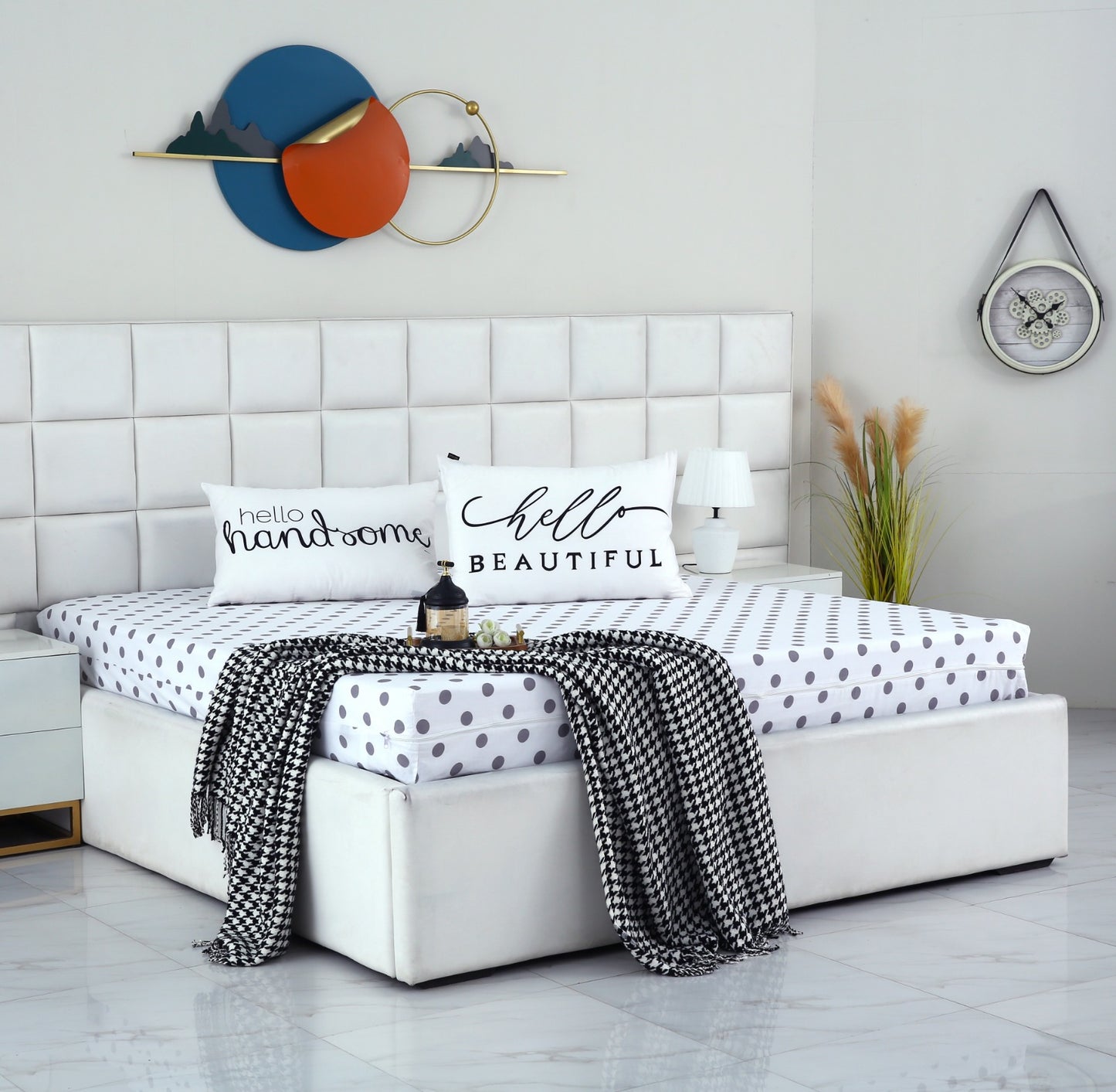 Zipper Mattress Cover Printed-Bold Polka Protectors Apricot