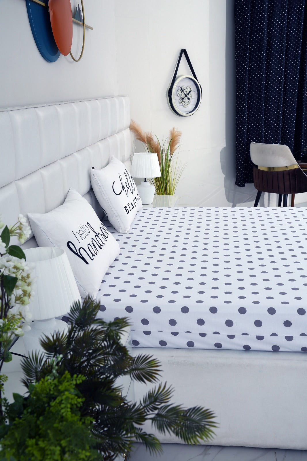 Zipper Mattress Cover Printed-Bold Polka Protectors Apricot