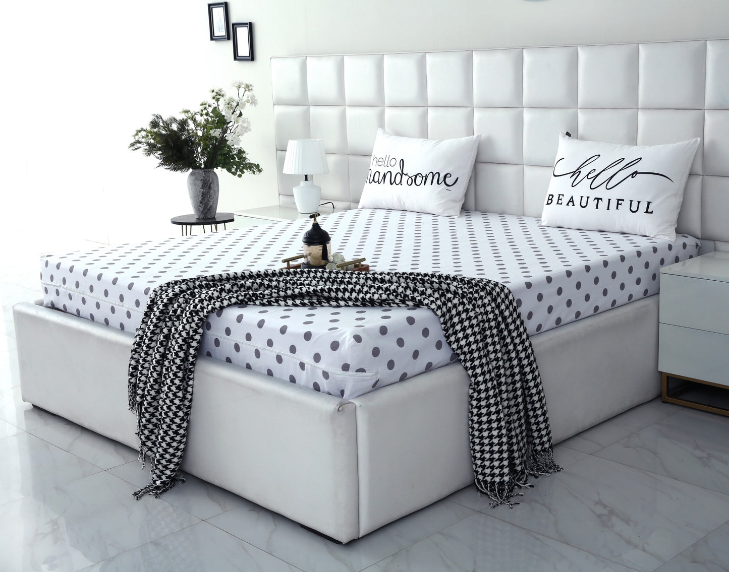 Zipper Mattress Cover Printed-Bold Polka Protectors Apricot