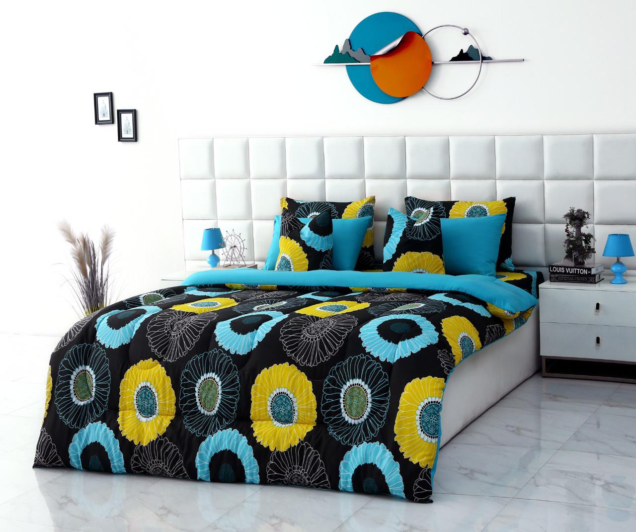 8 PCs Winter Comforter Set-Sun Flower