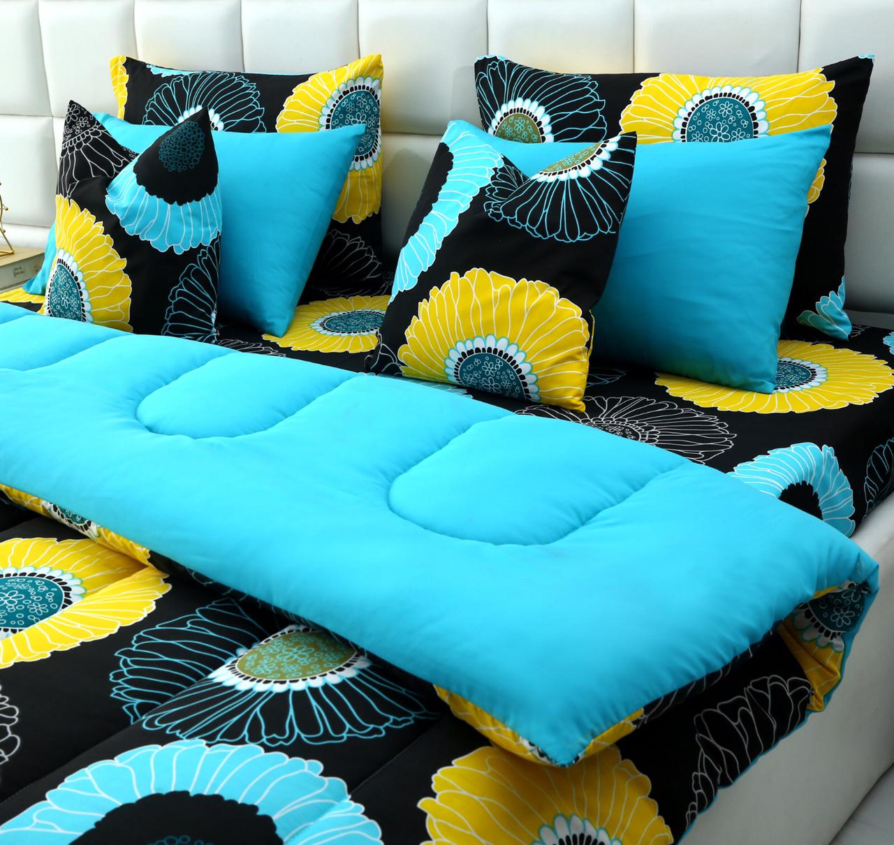 8 PCs Winter Comforter Set-Sun Flower