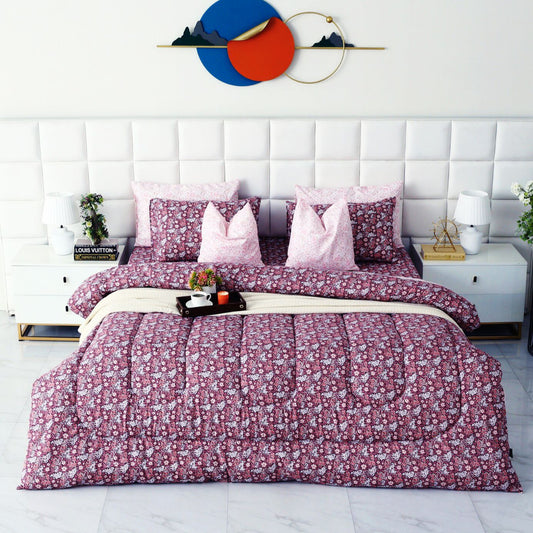 8 PCs Winter Comforter Set-Daisy Day Comforters Apricot