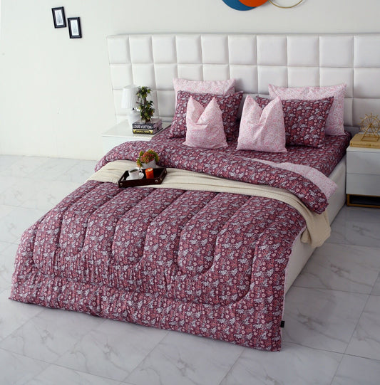 8 PCs Winter Comforter Set-Daisy Day Comforters Apricot