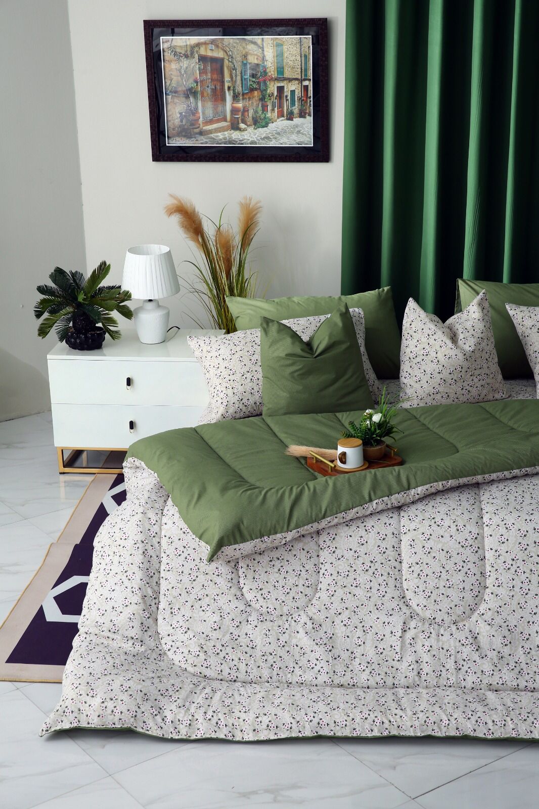 8 PCs Winter Comforter Set-Tiny Flowers